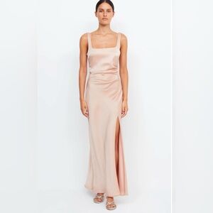 Bec & Bridge Champagne/Blush dress with square neckline